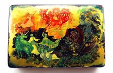 One of a Kind Russian Lacquer Box Authentic Palekh 2002 Painted on 18K Gold picture
