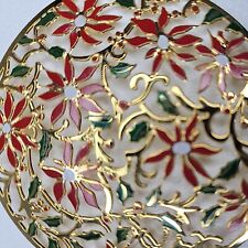 Reed & Barton Colors of Christmas 24 Kt. Gold Poinsettia Ornament New in Box picture