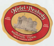 MEMPHIS TENNESSEE HOTEL PEABODY GREAT OLD LUGGAGE LABEL picture