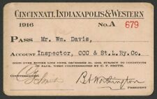 Annual pass - Cincinnati Indianapolis & Western RR 1916 #A679 picture