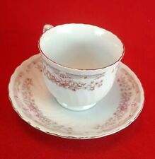 Vintage 1960s Fine Bone China Ornate Floral Hand-Painted Teacup/Plate-Gold Trim picture