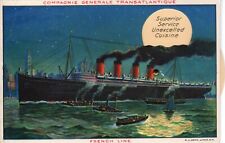 Compagnie Generale Transatlantique French Line Ship Mechanical c1910 Postcard picture