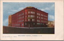 c1900s FARGO, North Dakota Postcard WALDORF HOTEL Street View / 