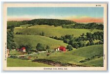 c1940s Greetings From Attica Hills Scene Indiana IN Unposted Vintage Postcard picture