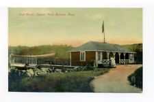 Mendon MA 1908 postcard, women looking in Boat House, Nipmuc Park, boat picture