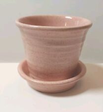 Vtg. Small Pink & Speckled Ceramic Flower Pot Planter & Base 3