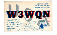 Ham Radio Vintage QSL Card      W3WQN   1954   Silver Spring, Md. picture