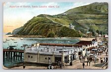 c1909~Avalon Aquarium~Catalina Island CA~Aerial View~Crowds~Antique Postcard picture