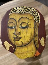 Small HANDCRAFTED Wooden Jewellery/Storage Box Ft Slide Lid with Buddha Painting picture