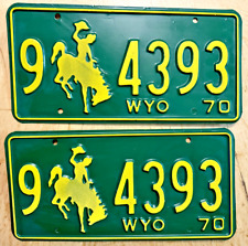 MINT WYOMING 1970 AUTO PAIR SET LICENSE PLATE PLATES 
