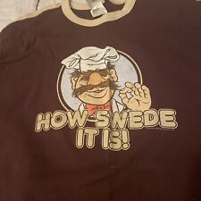 VTG  Swedish Chef Disney Long Sleeve Shirt Brown Rare Made In USA picture