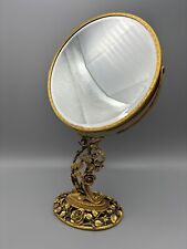 Vtg MATSON Gold Ormolu Regency MCM Floral Rose Swivel Double-Sided Vanity Mirror picture