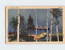 Postcard Canoeing in Maine USA picture
