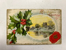 Vintage Embossed Christmas Postcard, Christmas Greetings Marked 1919 picture