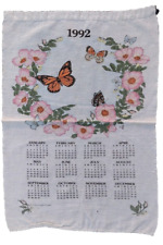 90s Vintage Linen 1992 Calendar Butterflies MADE GRUNGE ERA HIPPIE LOVE KITCHEN picture