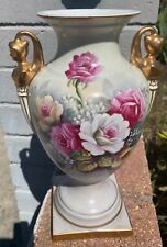 Norleans antique vintage Japanese vase gilt gold handles 13-1/2