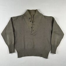 WW2 WWII Army Five Button OD Wool Sweater Mens Medium Green Long Sleeve Pullover picture
