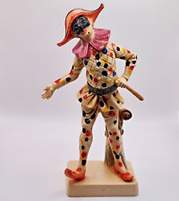 Vintage Harlequin Jester 7.5” Resin Made In Italy Figurine picture