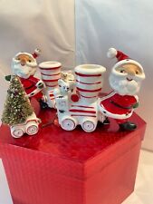 Holt Howard Vintage Christmas ceramic Santa Train Candle Holders 1959 picture