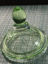 GREEN DEPRESSION GLASS LID ONLY UNKNOWN PATTERN 3 1/2