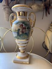 Vintage Old Paris porcelain Ceramic Vase Gold Hand Painted Scene picture