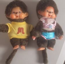 Pair Monchhichi Dolls Vintage 70's Sekiguchi Corp Made In Japan Thumb  picture