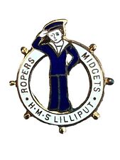 Antique 1930's Fred Ropers Midgets Show H.M.S. Lilliput Badge Pin Enamel Circus picture