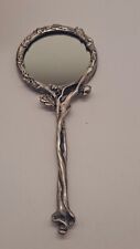 Vintage Art Deco Hand Mirror Nude Woman French Pewter picture