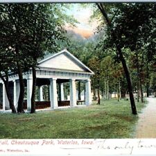 c1910s Waterloo, IA Chautauqua Park RARE Memorial Hall Litho Photo Postcard A64 picture