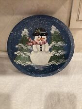 Vintage Munsing Bowl Blue Bowl Hand Painted Snowman Theme picture
