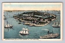 Old Point Comfort VA-Virginia, Aerial Fortress Monroe, Antique Vintage Postcard picture