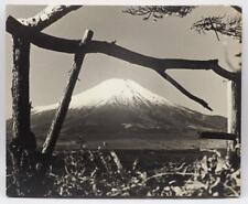 Vintage B&W Mid Century Photograph Mt. Fuji Japan 12x15 Mounted on Wood Frame picture
