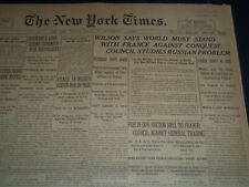 1919 JANUARY 21 NEW YORK TIMES-WILSON SAYS WORLD MUST STAND WITH FRANCE- NT 7516 picture