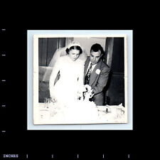 Vintage Square Photo MAN WOMAN BRIDE WEDDING CAKE TOPPER DRESS picture