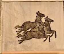 Vintage Authentic Thai Temple Charcoal Rubbing Rice Paper Art - Three Horses picture