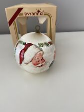 Vintage 1983 Rauch Satin Ball Santa Claus Ornament Merry Christmas To All READ picture