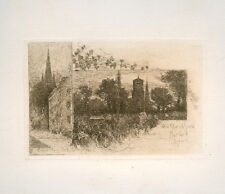 1887 W Goodrich Beal William Picturesque Cambridge MA set 6 etchings Harvard picture