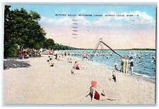 1938 Bathing Beach Pettibone Lodge Slide Scene Detroit Lakes Minnesota Postcard picture