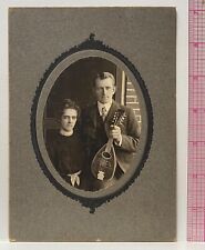 Man with Arm Around Woman Holds Mandolin~Board Mounted Photograph~Music Musician picture