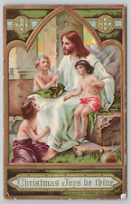 Postcard Christmas Joys Be Thine, Jesus with Children Vintage Embossed 1911 picture