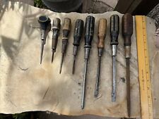 Lot of 8  Wooden Handle Screwdrivers Vintage picture
