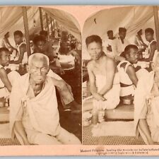1899 Manila, PI US Hospital Tent Stereo Photo Wounded Filipinos Spanish War V25 picture