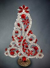 Red Vintage Czech Rhinestone  Christmas Tree Crystal - Holiday Decor Preciosa picture