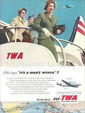 1953 TWA Trans World Airlines Lockheed Constellation AD advert airway STEWARDESS picture