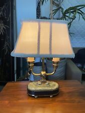 Vintage Mutual Sunset Lamp Co. Two Armed Brass & Onyx Lamp #3212 picture