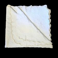 Vintage 84”x 88” Queen Ivory Malatese Quilt Coverlette Beadspread  Scalloped picture