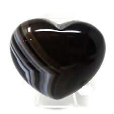 Black Banded Agate Stone Heart #331- 40mm x 35mm x 15mm or 1.57