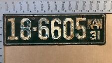 1931 Kansas license plate 18-6605 YOM DMV Dickinson Ford Chevy Dodge 15493 picture