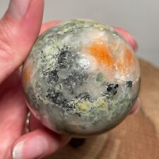 **No Stand** Calcite “Sunstone” Sphere with Mystery Green Mineral 194 Grams picture
