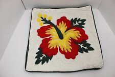 Hawaiian Quilted Pillow Coverings (2) - Single Red/ Yellow Hibiscus picture